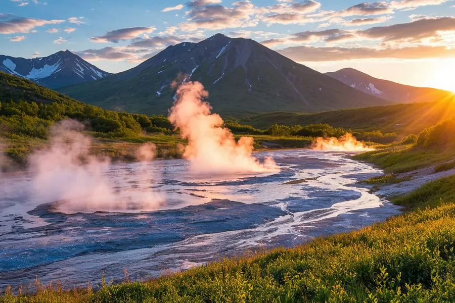 Suối nước nóng bốc hơi ở Kamchatka